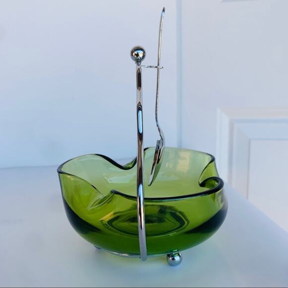 Vintage Sheffield England Glass Serving Caddy - Picture 4 of 8